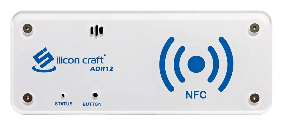 ด้านหน้าของเครื่องอ่าน NFC รุ่น Silicon Craft ADR12